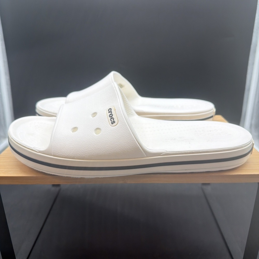 Crocs Bayaband Slide White Black Sporty Comfort Sandals Men's size 5 Women's 7